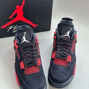 Air Jordan 4 Retro “Red Thunder” - Bold Black & Red Sneakers w/ Original Box
